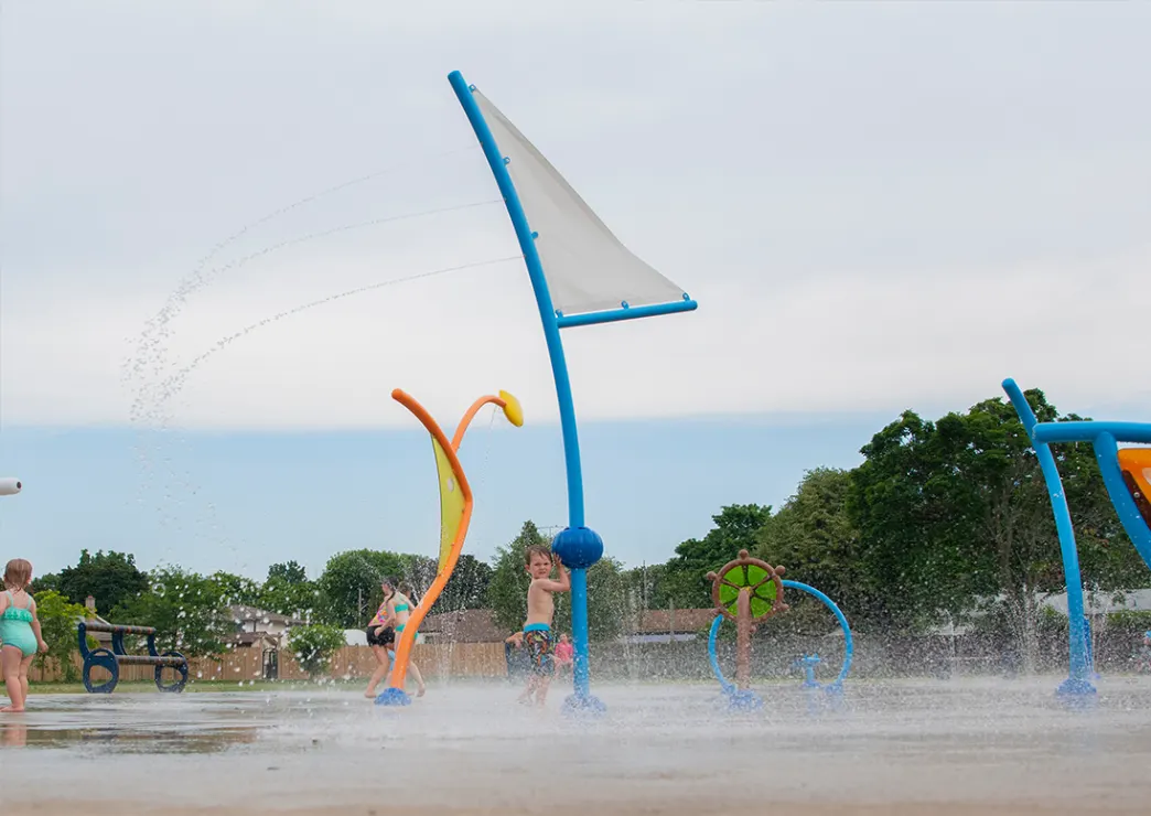 Ground-level view of Bogart Street Park
